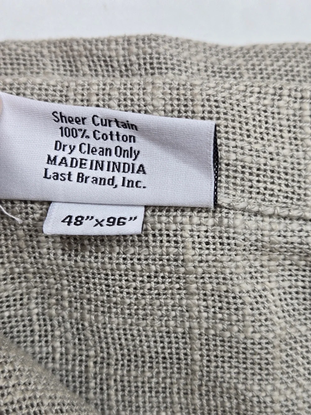 NWT QUINCE Set Of 2 48x96 Cotton Sheer Curtains Grey 9958
